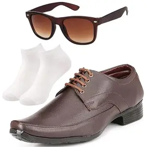 Vitoria Men/Boysl Men Brown Lace Formal Shoes with White Socks & Brown Wyfer/8