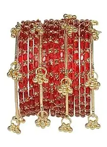 Swara Creations Kashmiri Ghungroo Raindrop Bangles Combo Set | for Women and Girls|Set of 16 Pcs (SKU417)