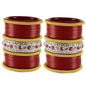 MAYA FASHION Red Stone Acrylic Bangle Elegant Extra Large Size Bangle | Perfect Fit for Plus Size banglesTrendy and Comfortable Fit for woman and girls | (Sku-ban1855)