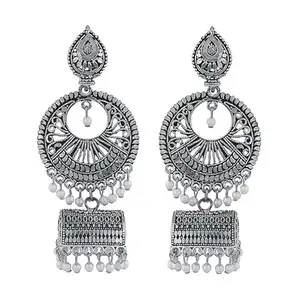 Make Memory Oxidised Traditional Dangle Jhumka Ghungroo Earrings For Women & Girls