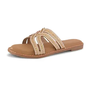 Visit the Centrino Store Centrino Women's Beaded Flat Sandals| Open Toe Stylish Slip-On Sandals for Ladies | Metallic Crisscross Straps with Soft Cushioned Footbed for Comfort | Lightweight Casual Fashion Footwear (9305)