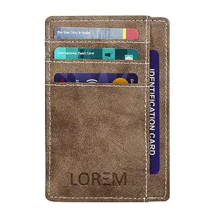 Lorem Brown Mini Wallet for ID, Credit-Debit Card Holder & Currency with White Stitiching Outline for Men & Women WL622