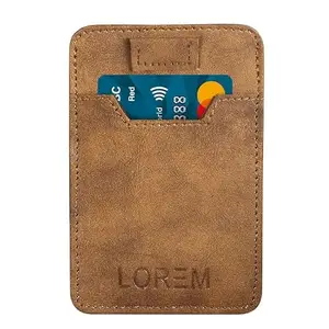 LOREM Mini Wallet for ID, Credit-Debit Card Holder & Currency with Strap Puller to Pull Out Card for Men & Women - Dark Brown WL628-UF