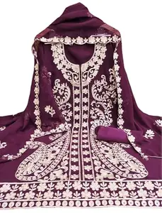 FASHION RITMO Women Embroidered Dress Material suit for women Jorajet Multi Work (Unstitched) pakistani suit Wine