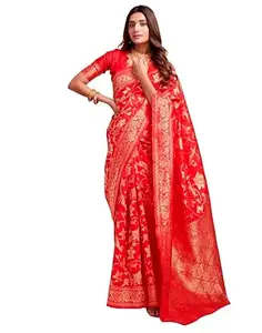 Shasmi Women's Banarasi Saree Pure Kanjivaram Silk Saree Soft new ladies 2026 Design Wear Pattu Sarees Latest Cotton Party Sari collections With Blouse Piece for Wedding sadi (SAM PARI S-7)