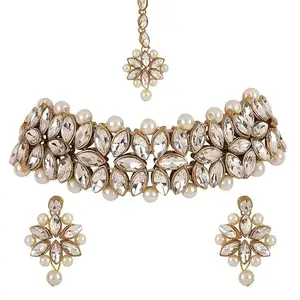 White Moti Choker Necklace for Women, Elegant Jewelry with a Classic Design and Timeless Appeal