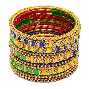 Shining Diva Fashion Latest Stylish Gold Plated Traditional Bangle for Women (11163b_2.8)(Set of 12)