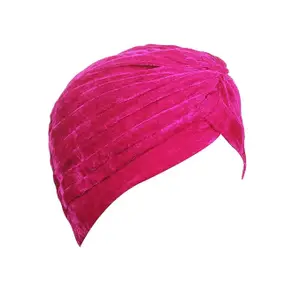 BISMAADH Velvet Soft Pleated Pre Tied Knot Readymade Turban/Pagri Head Wraps for Men & Women