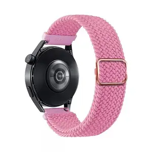 GooseBox Nylon Replacement Braided Watch Strap 20mm with Metal Buckle Compatible with Tagg Verve Plus/Ultra (Dark Pink)