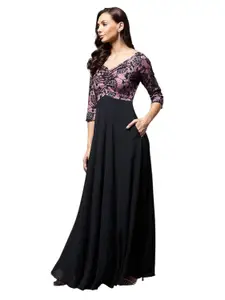 Visit the Miss Chase Store Miss Chase Women's Round Neck Cap Sleeves Lace Knee -Long Skater Dress