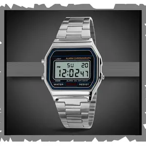 Brand: Acnos Acnos® Premium Vintage Series Digital Grey Dial Silver Band Women's Stainless Steel Watch Men's Watch