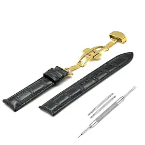 20mm Half Padded Leather Mens Watch Strap with ButterFly Lock For Branded Watches Tool and Pins Include