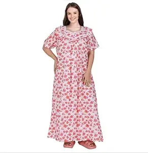 SGDP Women's Pure Cotton Floral Print Nightgown, Full Length Maxi Nightdress, Comfortable Sleepwear Loungewear Maternity Wear
