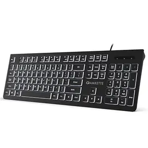 Amkette Wi-Key Backlit Wired Keyboard | White Backlit