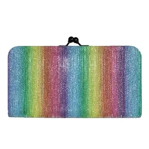 Women's & Girls Vintage Collection PU-Leather Shining & Glittering Material Slim Hand Wallet (Rainbow)