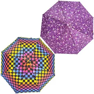 Rainpopson 3 Fold Umbrella for Women | Umbrella for Men 3 Fold | 3 fold Colour Umbrella | Umbrella Combo Pack of 2 | Umbrella for Girls (Multicolour) Set of 2 (FR_521)