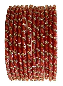 The Golden Cascade TGC Fancy Beautiful Glass Bangle Colour Kanch Chudi Set for Women and Girls/Shivay / (Pack of 12 Bangles) (Tamatri, Small 2.4)