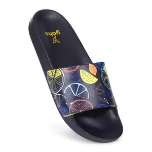 Visit the YOHO Store YOHO Tropica Printed Comfortable Women Slides | Stylish & Waterproof | Soft Inner Lining On Strap