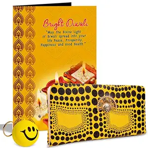 Alwaysgift Bright Diwali Ladies Wallet, Smiley Keychain,s & Greeting Card Hamper