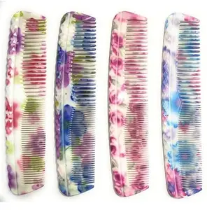 THESMSSHOP 4‑Pc Premium Printed Detangling Dressing Comb Set – Imported Italian‑Style Plastic Combs for Men & Women (Multicolor)
