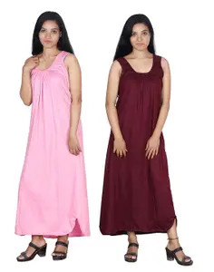 Rylie Women's Cotton Fabric Long Nighty Slip/Chemise - Full Length Camisole for Women - Plus Size Nighty - Kurti Slip