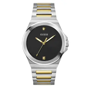 Visit the GUESS Store Guess Stainless Steel Analog Black Dial Men's Watch-Gw0833G3, Band_ Silver