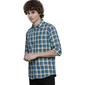Brand: The Indian Garage Co The Indian Garage Co Men Slim Fit Checkered Full Sleeves Spread Collar Casual Shirt