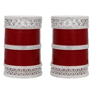 Mahganya Fashion Jewellery Weddind Bangle Set for Women & Girls Red,White (2.8)