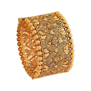 Kushal's Fashion Jewellery Gold Plated Ethnic Antique Bangle - 412222