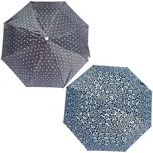 Rainpopson 3 Fold Umbrella for Women | Umbrella for Men 3 Fold | 3 fold Colour Umbrella | Umbrella Combo Pack of 2 | Umbrella for Girls (Multicolour) Set of 2 (FR_588)