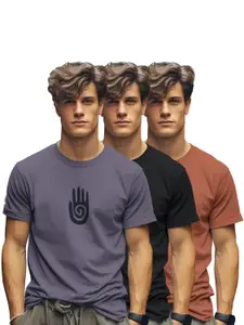 Visit the BULLMER Store BULLMER Trendy Printed Cotton Blend Crew Neck/Round Neck Half Sleeve Tshirt for Men - Pack of 3