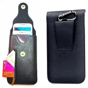HARITECH HARITECH Double Mobile Phone Belt Clip Case with Card & Money Pocket for Honor Play 40 Plus/Honor X40 GT/Honor Play6C / Honor X6 / Honor X40i / Honor X40 - Black (2 Pocket 6.5 & 5.5 inch Mobile)