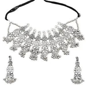 srinika packing smiles Latest Stylish Traditional Oxidised Silver Necklace Jewellery Set for Women