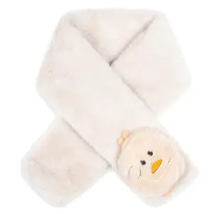 Zacharias Girl's Soft Fur Plush Collar Muffller Scarf Plush Neck Warmer (pl-02_Beige_1-4 Years) (Pack of 1)