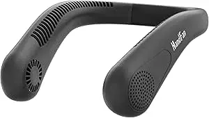 HandFan 5000mAh Portable Neck Fan, Bladeless Wearable Personal Fan, Rechargeable Neckband Fan, Max 21H Working Time, Hands