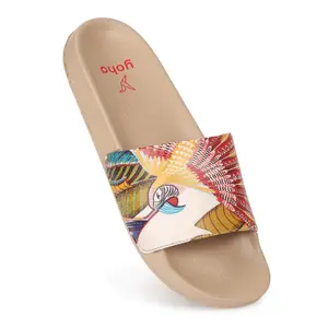 Visit the YOHO Store YOHO Tropica Printed Comfortable Women Slides | Stylish & Waterproof | Soft Inner Lining On Strap