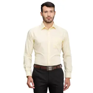 Visit the Raymond Store Raymond Men's Slim Fit Solid Pattern Pure Cotton Full Sleeve Semi Cut Away Collar Formal Shirt