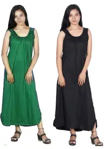 Women's Lightweight Cotton Nighty Slips – Breathable Full-Length Innerwear for Gowns and Maxi Dresses (Pack of 2)-PN