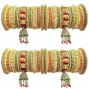 SHINE OF STARS BEAUTIFUL GOLDEN CHURA | DESIGNER Bridal Wedding Chooda | Multicolor Bridal Bangle-15 (2.4)