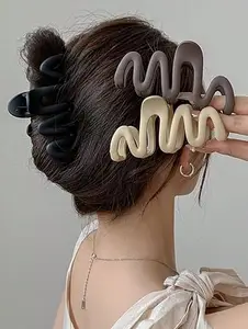 Pack of 3 Hair Claw Clips for Women, Large Styling Accessories (Any Colour)