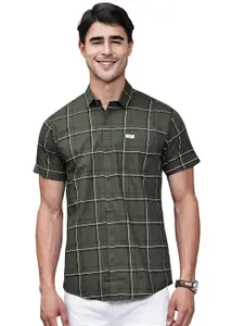 Visit the Majestic Man Store Majestic Man Slim Fit Pure Cotton Half Sleeve Checked Casual Shirt