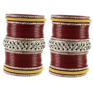MAYA FASHION Red Stone Acrylic Bangle Elegant Extra Large Size Bangle | Perfect Fit for Plus Size banglesTrendy and Comfortable Fit for woman and girls | (Sku-ban1866)