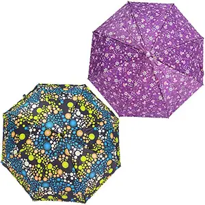 Rainpopson 3 Fold Umbrella for Women | Umbrella for Men 3 Fold | 3 fold Colour Umbrella | Umbrella Combo Pack of 2 | Umbrella for Girls (Multicolour) Set of 2 (FR_492)