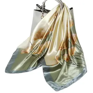 Women Polka Dot Silk Scarf | Square Scarf for Women | White - 90 * 90cm