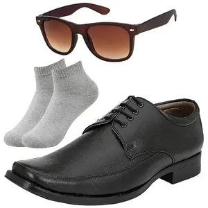 Vitoria Tranding l Men Black Lace Formal Shoes with Light Gray Socks & Brown Wyfer/7