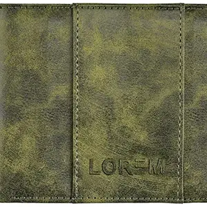 LOREM Green Out Side Card Slot Bi-Fold Premium Faux Leather 5 ATM Card Slots Wallet for Men WL18-B