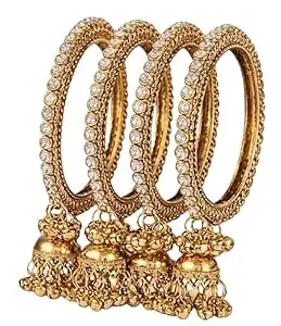 Swara Creations Traditional Metal Latkan Bangles Set for Women and Girls|Set of 4 Bangles
