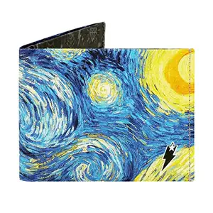 Supervek Starry Night Van Gogh Wallet - Hypebeast Stitched Paper Slim Bifold Mens Wallet - Men's Credit Card Holder Purse Wallets, Gifts for Him Boys Gents - RFID Blocking