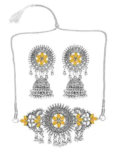 Yellow Round Center Flower Choker Necklace for Women – Traditional Indian Jewelry