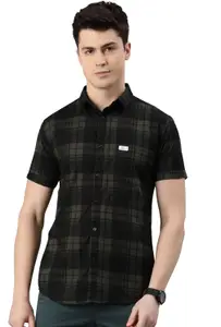 Visit the Majestic Man Store Majestic Man Men Cotton Checkered Half Sleeve Slim Fit Casual Shirt